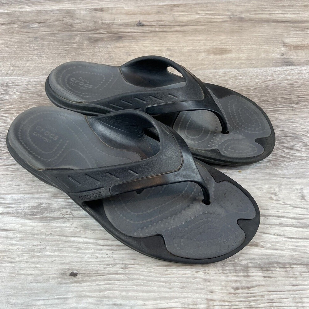 Crocs Unisex Modi Sport Flip-Flop Sandals Gray Size 9 Mens/11 Womens MISHAPED